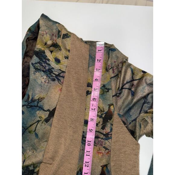 Soft Surroundings Floral Tea Garden Topper Tiered Cardigan Sweater Bird Boho LP - Picture 15 of 16